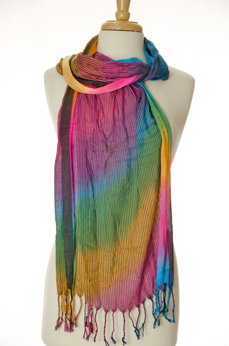Pink Rambow Stripes Scarf Kabayare