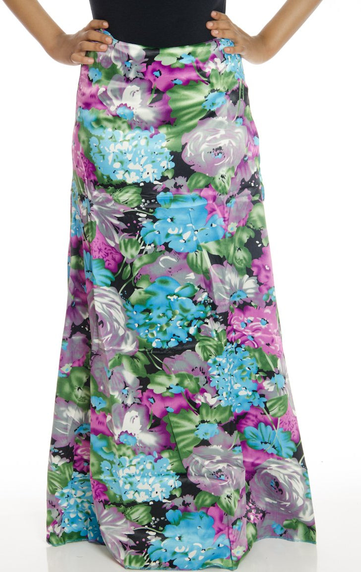 Pink Satin Floral Skirt Kabayare