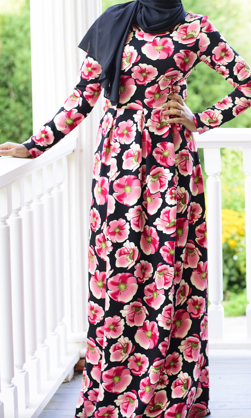 Pink zinnia floral Maxi dress Kabayare