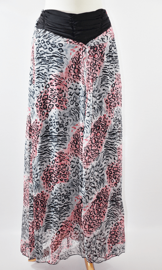 Pinkish Leopard Chiffon Maxi Skirt Kabayare