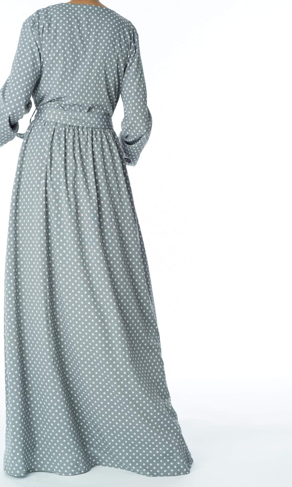 Polka Dots v-neck long sleeve maxi dress Kabayare