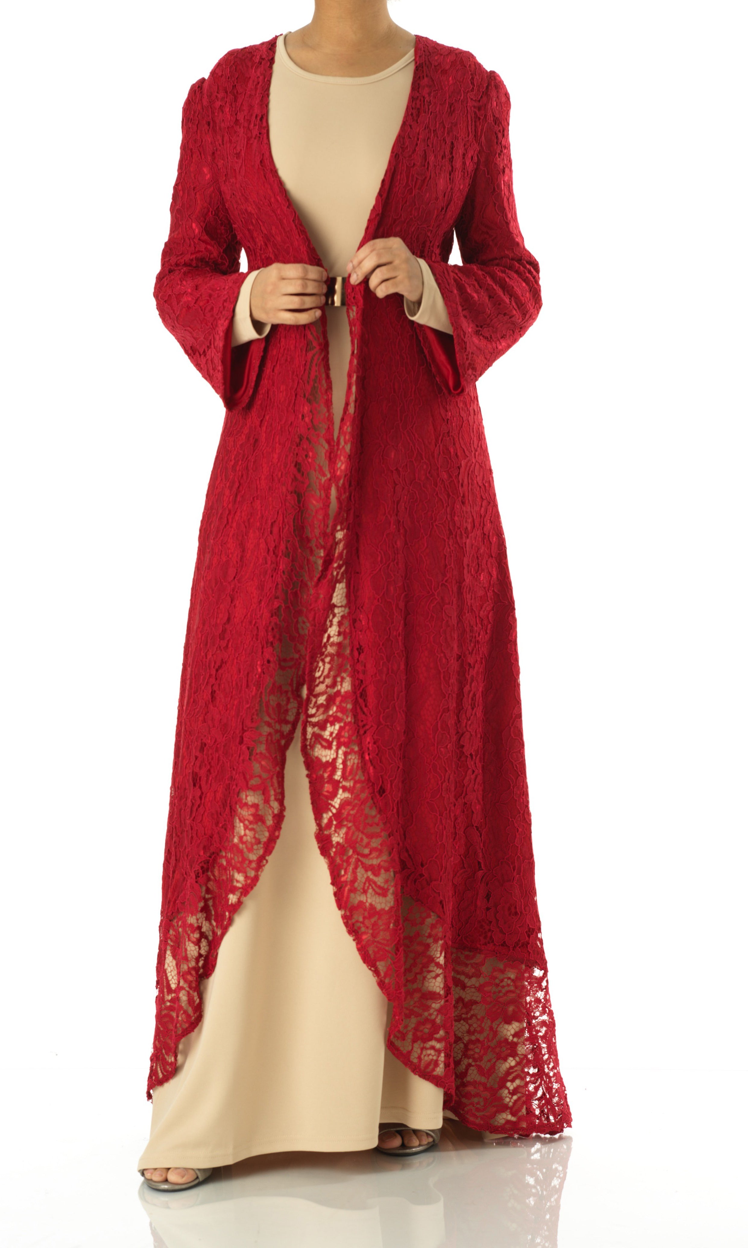 pretty lace wrapped maxi cardigan Kabayare