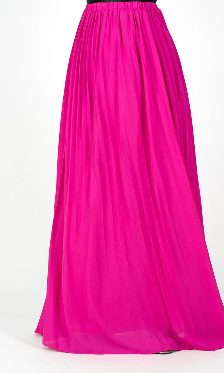 pretty pink chiffon pleated maxi skirt Kabayare (6819642900658)