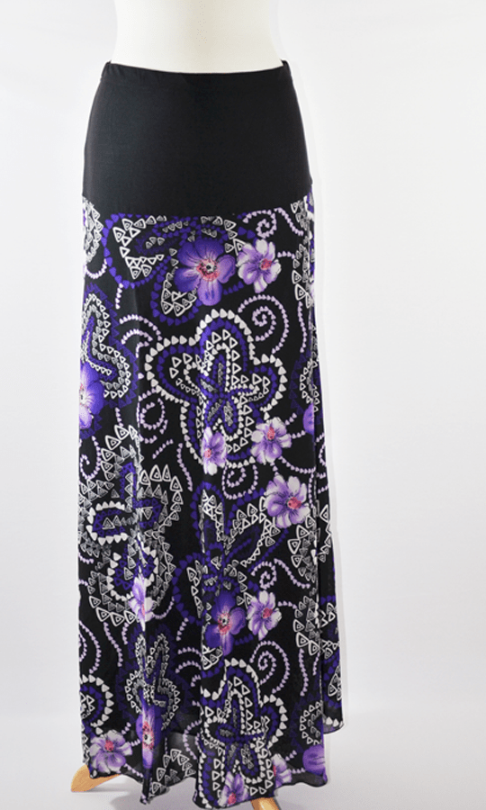 Purple Aztec Floral Skirt Kabayare