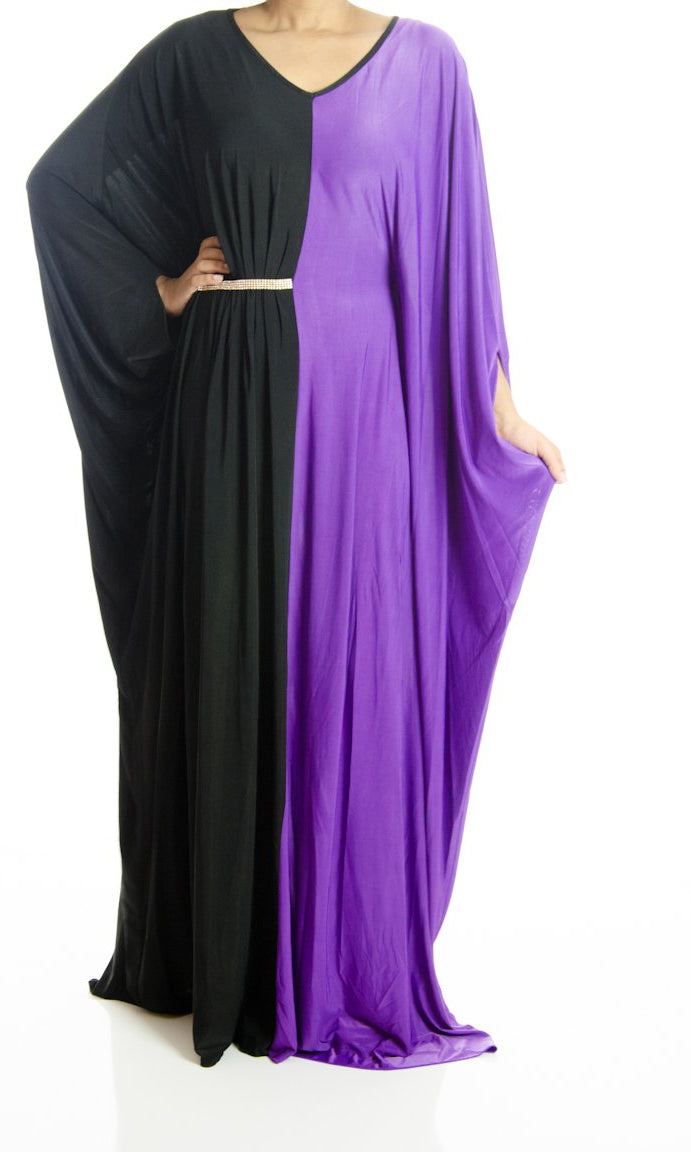 Purple Color-Block Abaya Kabayare