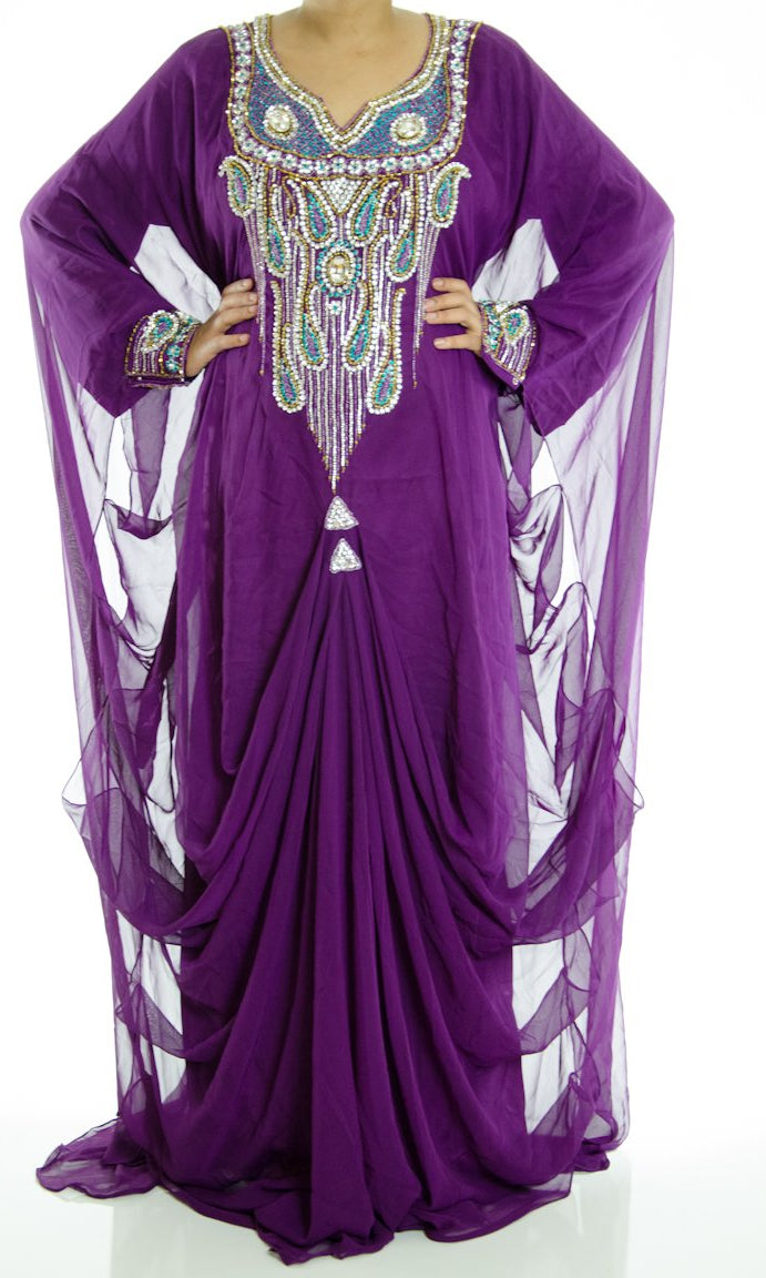Purple drops Swarovski Kaftan Kabayare