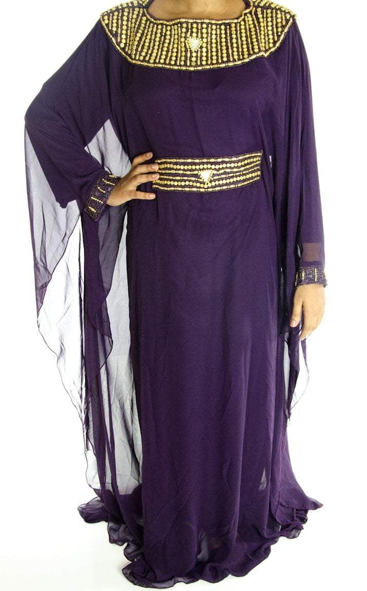 purple neck Beaded Kaftan Kabayare
