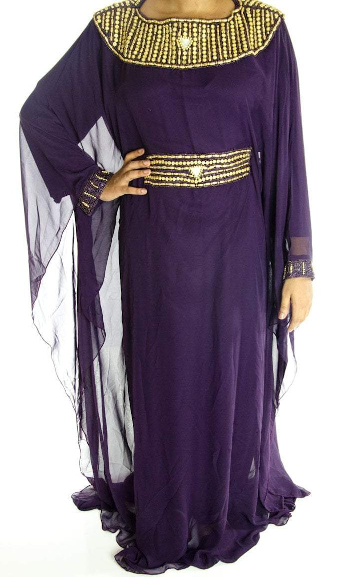 purple neck Beaded Kaftan Kabayare