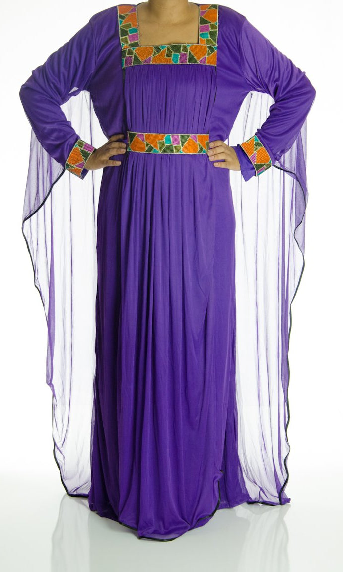 Purple Patches Kaftan Dress Kabayare