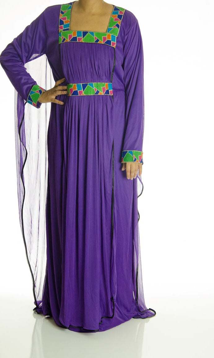 Purple Puzzle Kaftan Dress Kabayare