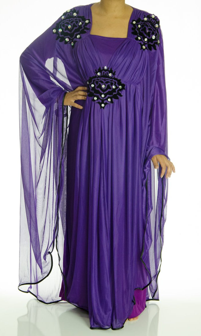 Purple Velvet Prism Kaftan Dress Kabayare