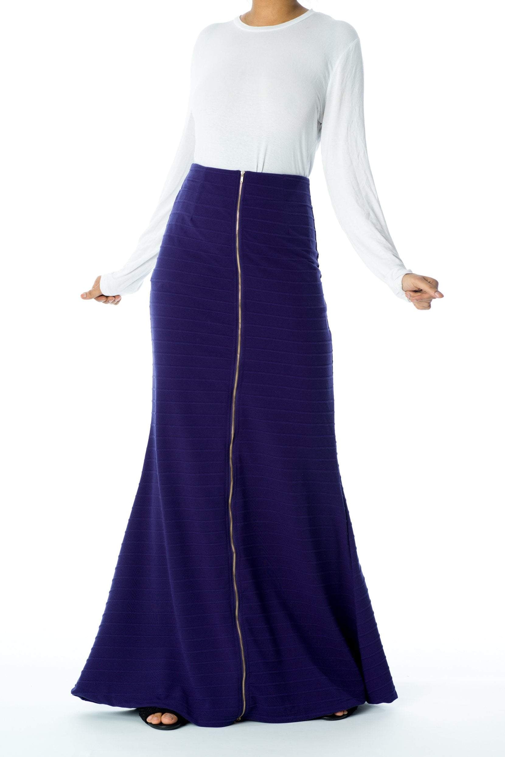 Purple Zipper Pencil Skirt Kabayare