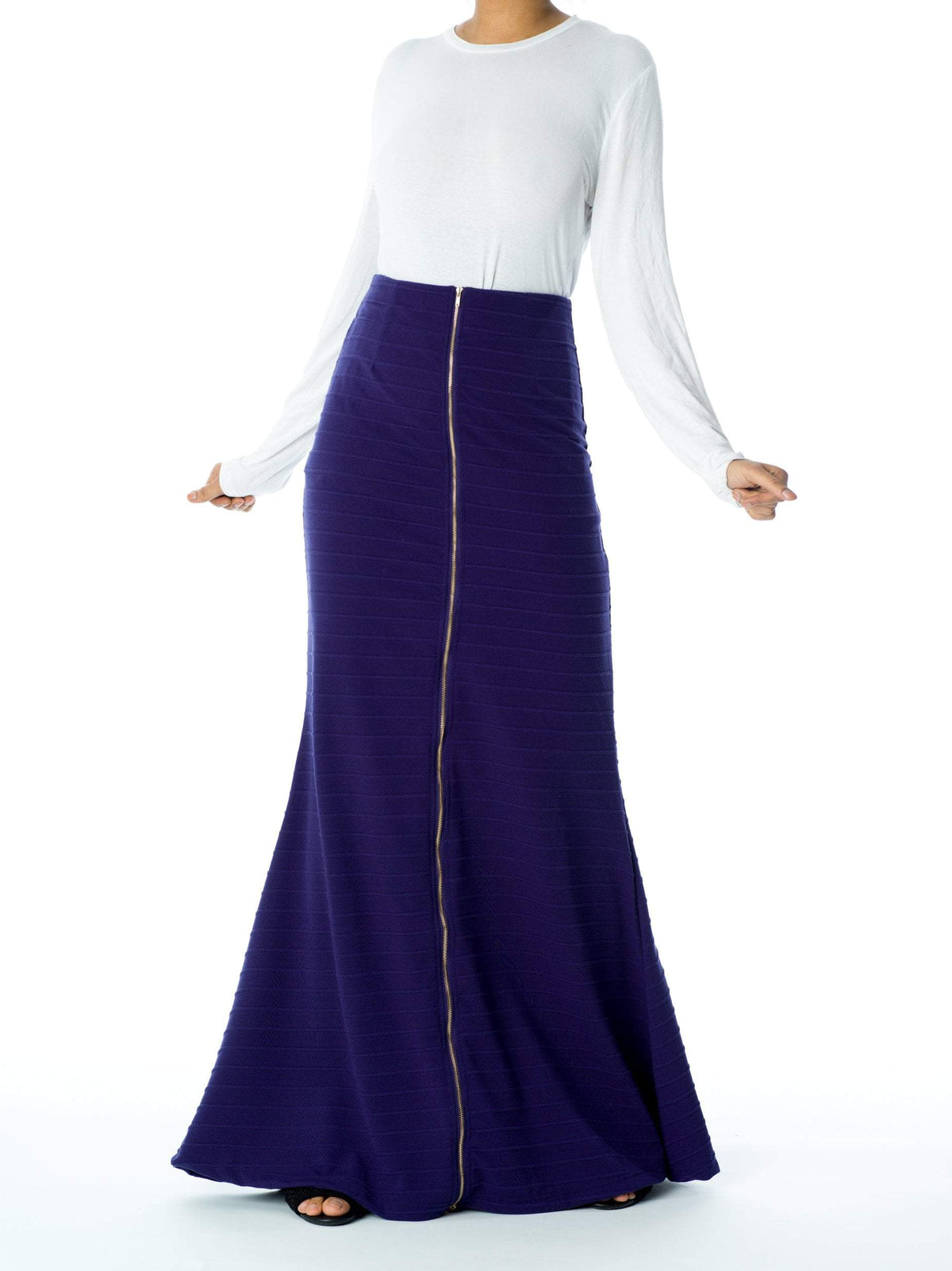 Purple Zipper Pencil Skirt Kabayare