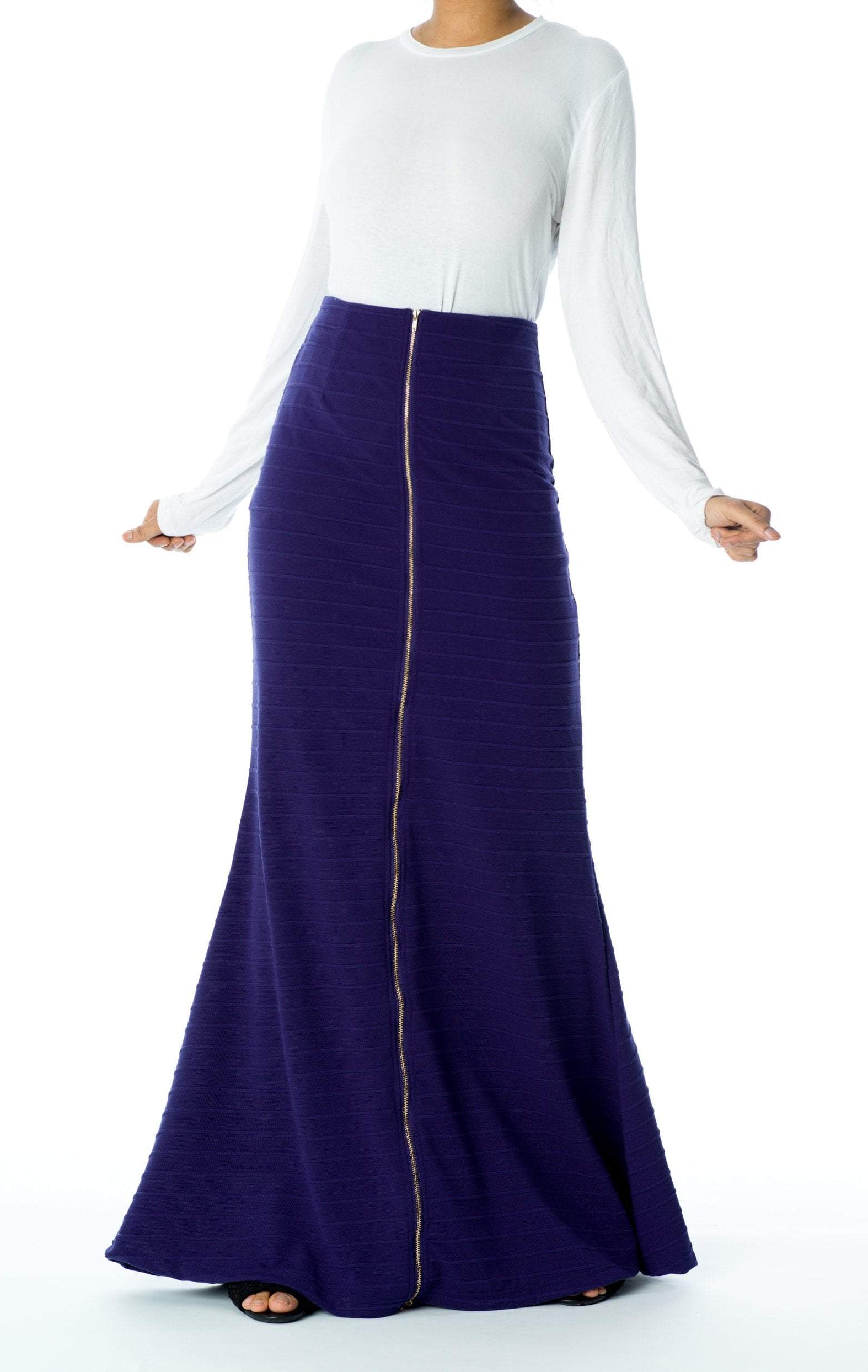 Purple Zipper Pencil Skirt Kabayare