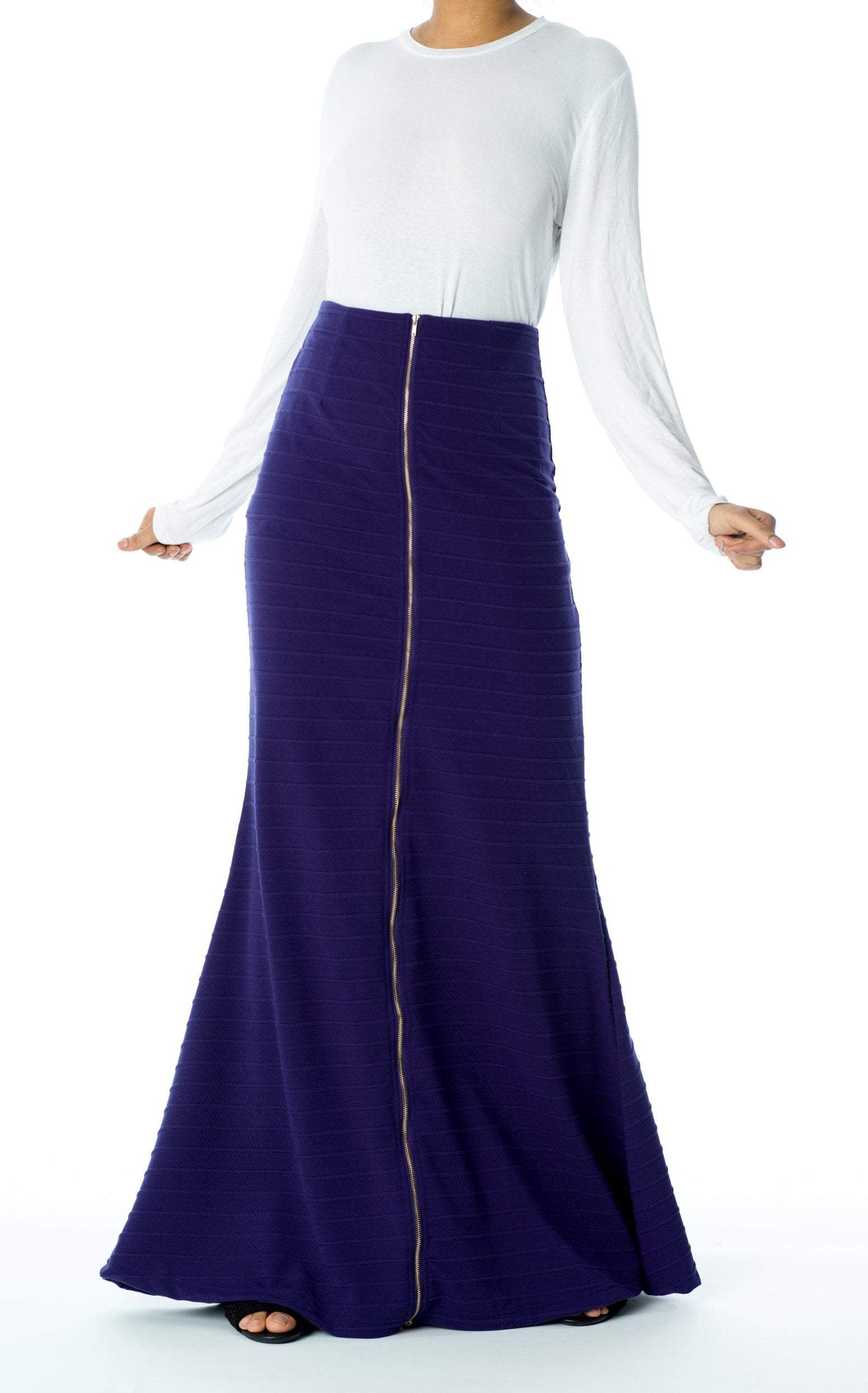 Purple Zipper Pencil Skirt Kabayare