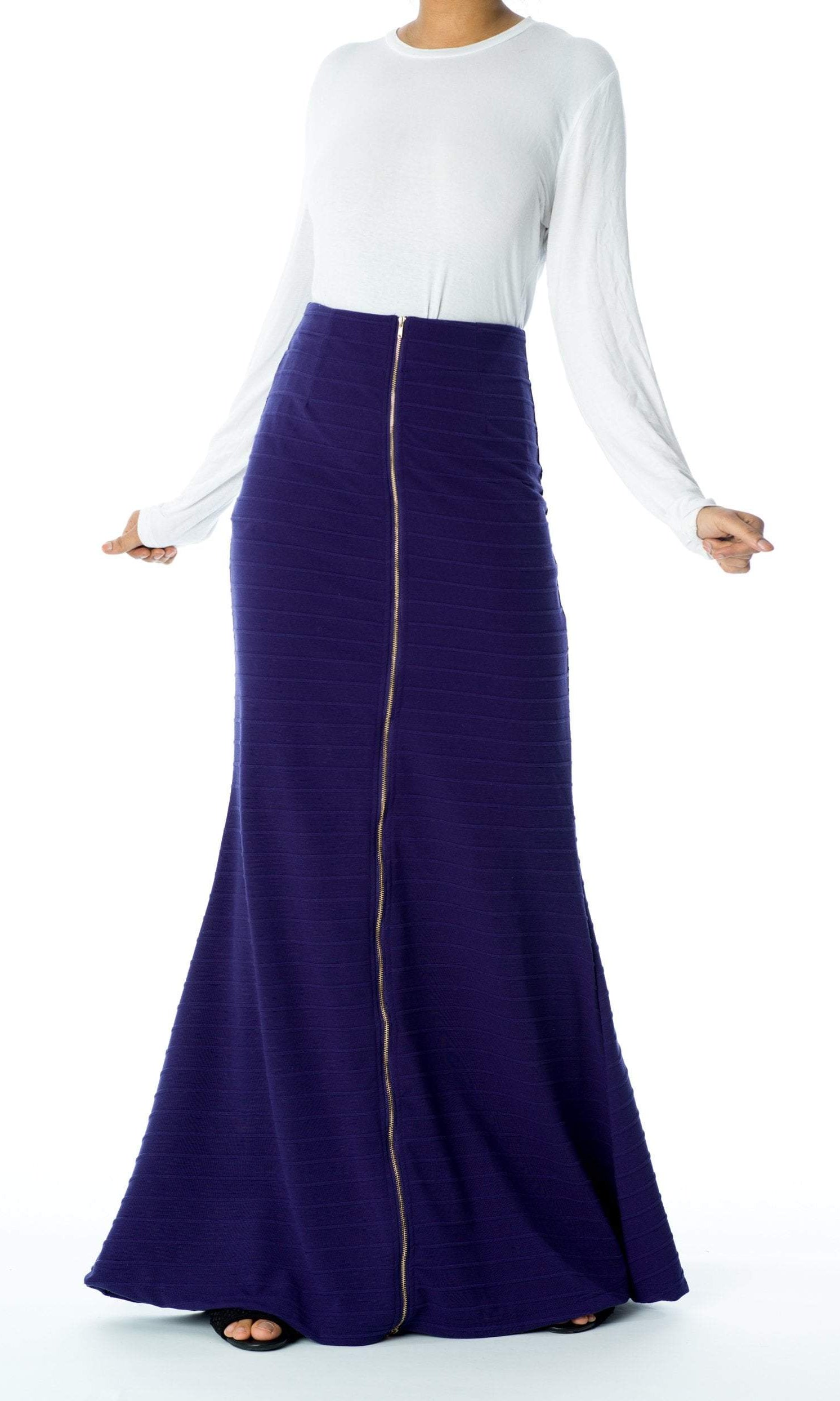 Purple Zipper Pencil Skirt Kabayare