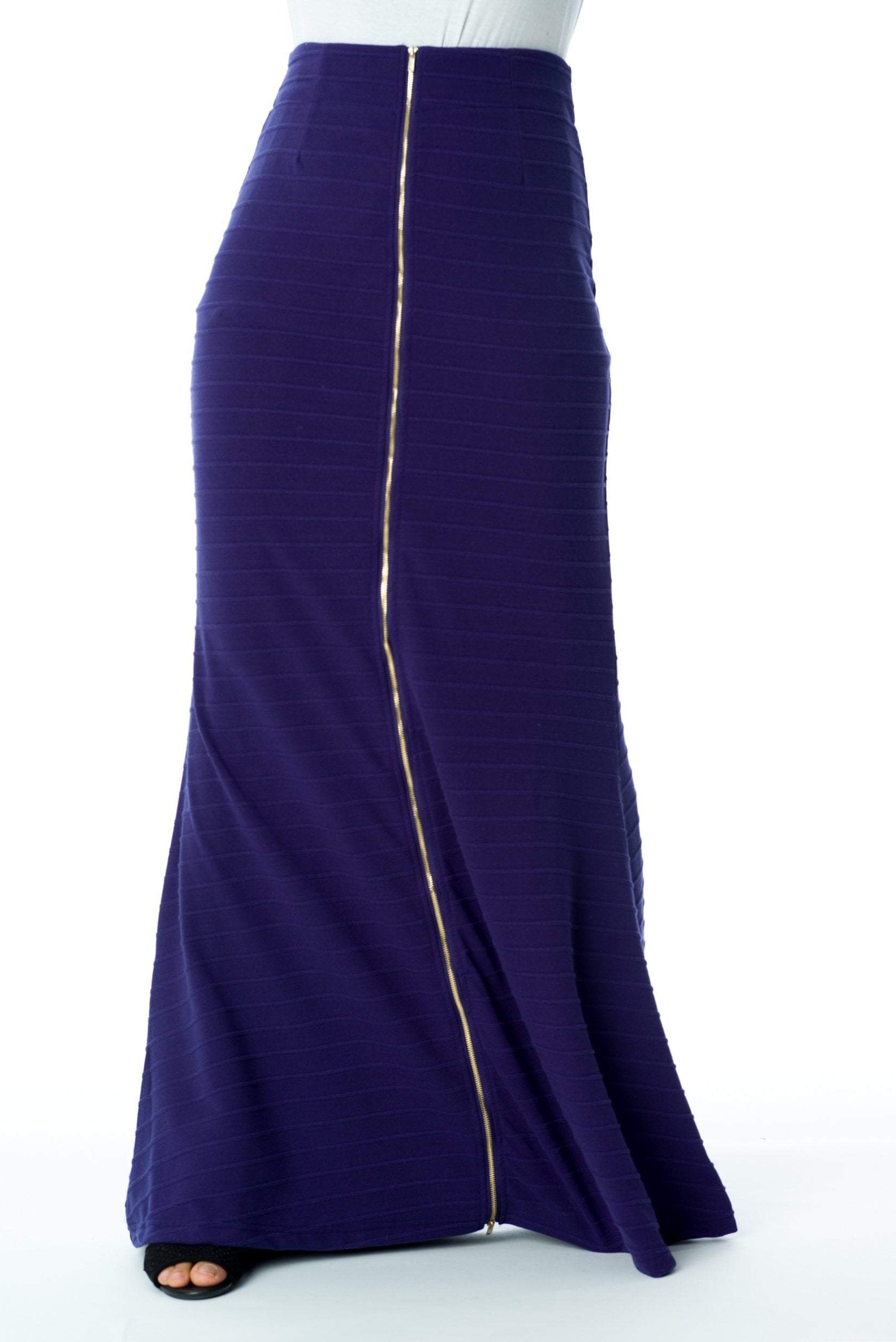 Purple Zipper Pencil Skirt Kabayare