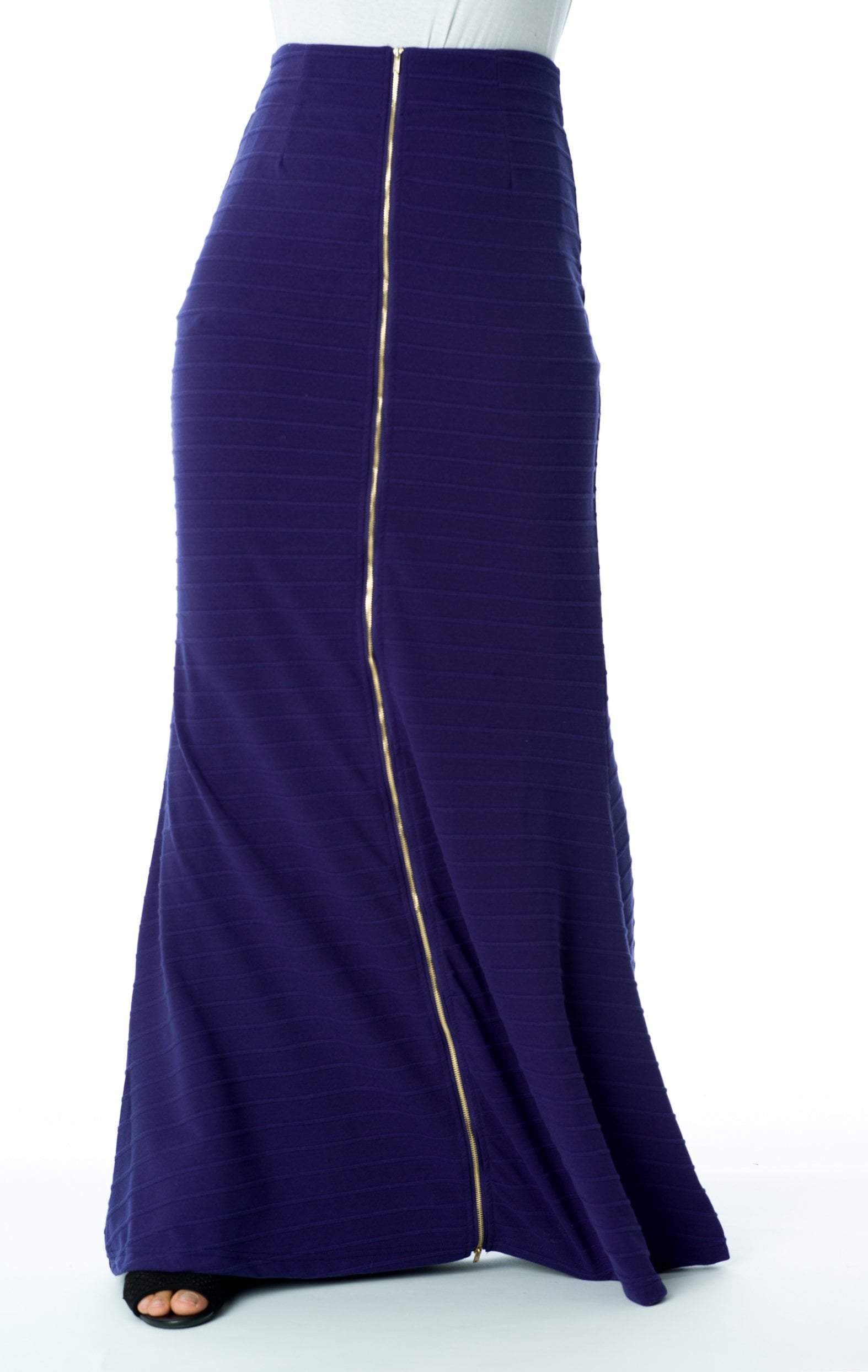 Purple Zipper Pencil Skirt Kabayare