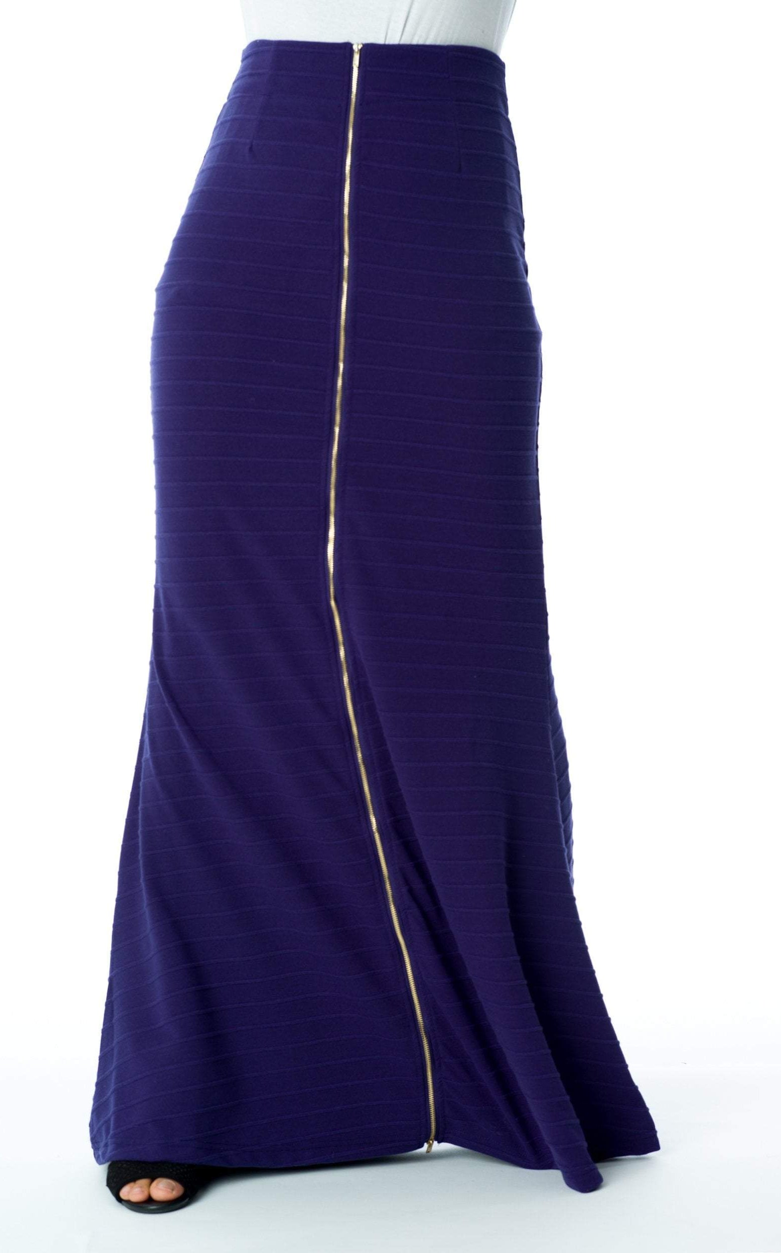 Purple Zipper Pencil Skirt Kabayare
