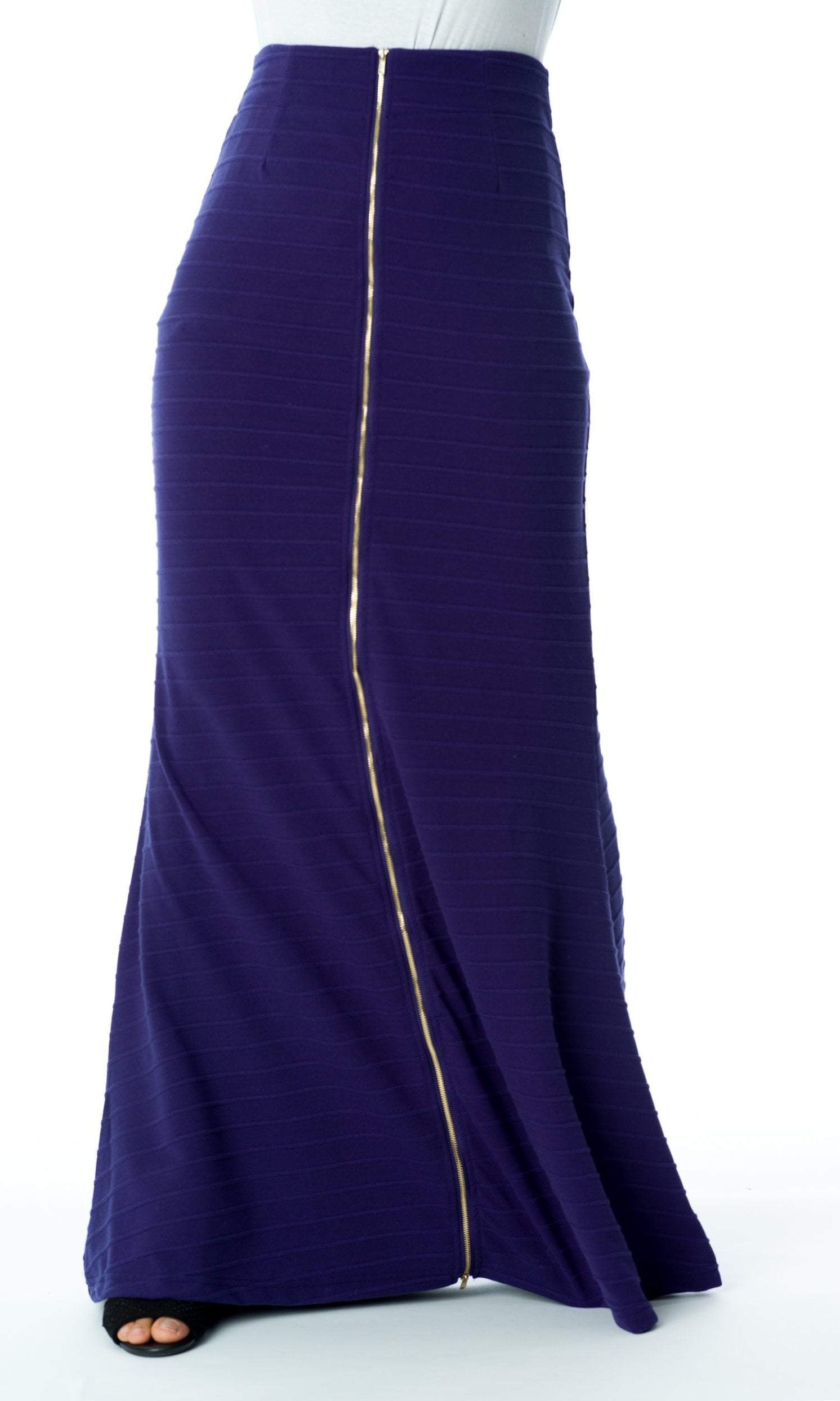 Purple Zipper Pencil Skirt Kabayare