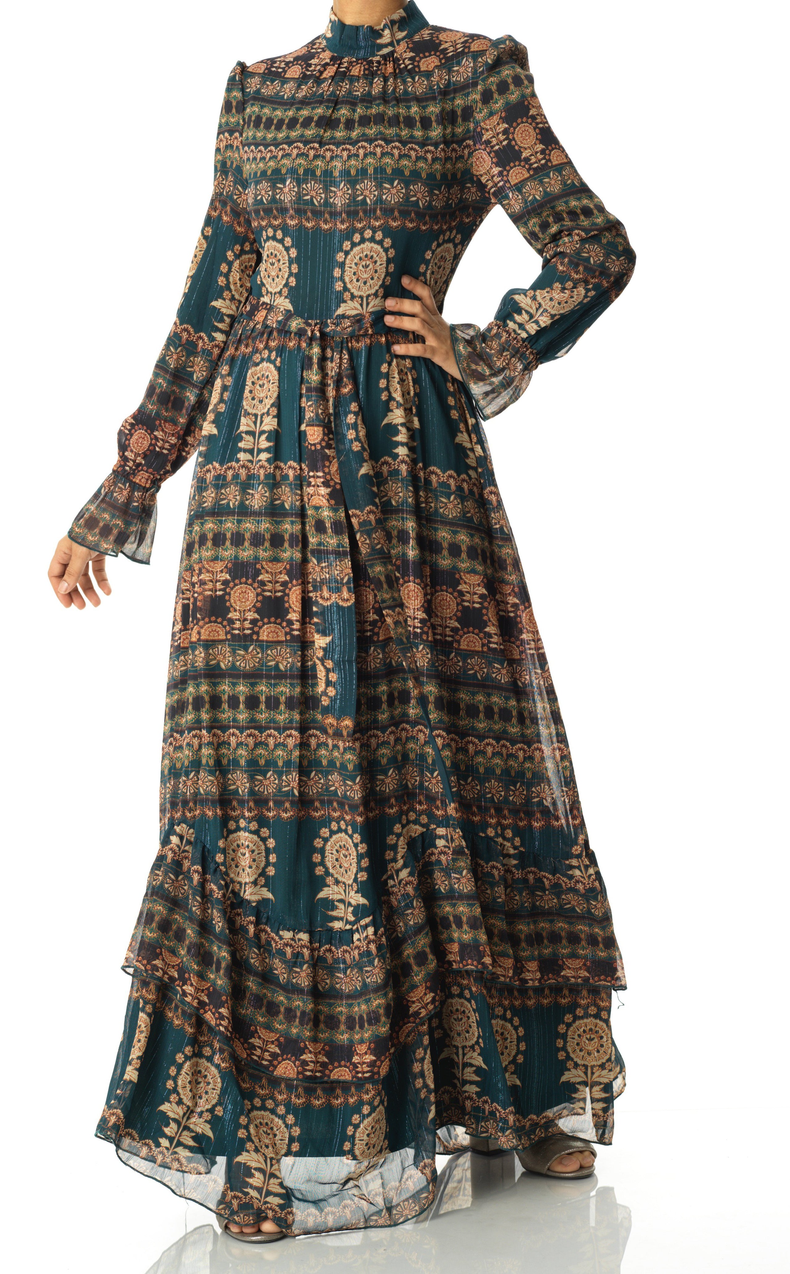 Rania ruffle long sleeve maxi dress Kabayare