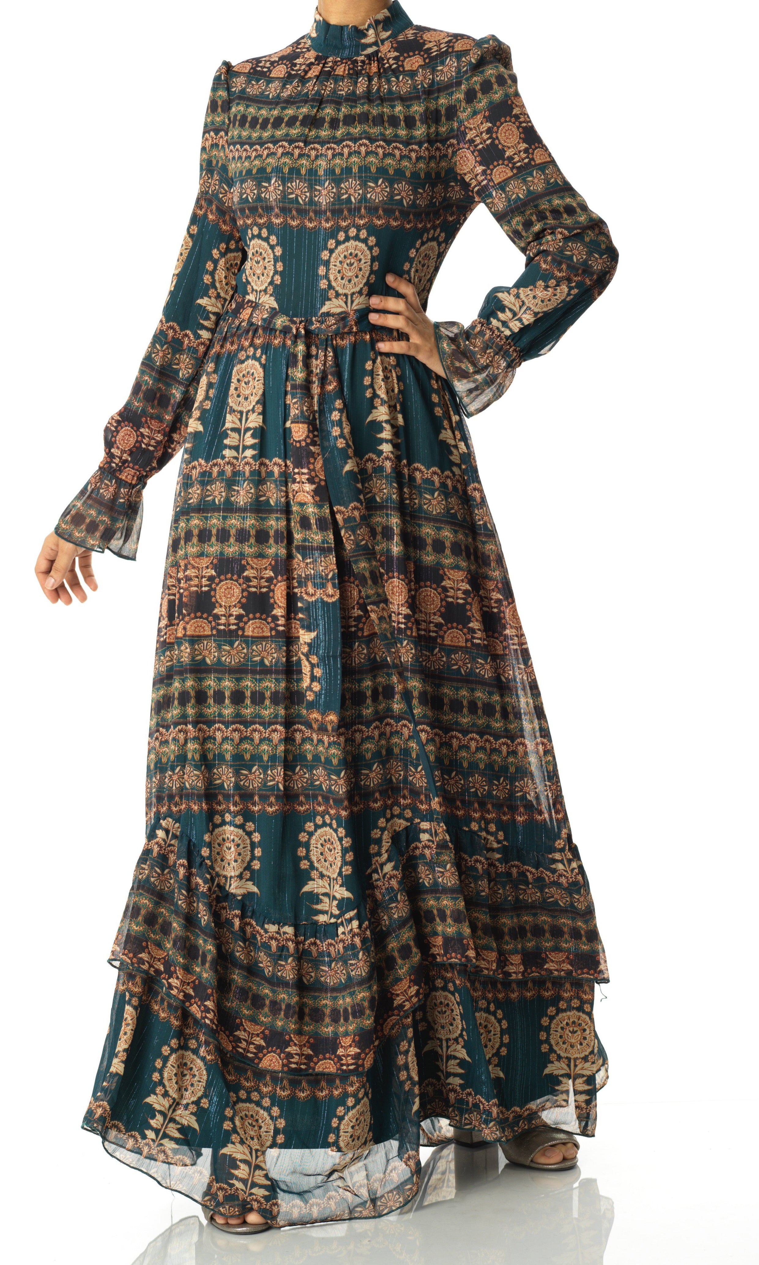 Rania ruffle long sleeve maxi dress Kabayare