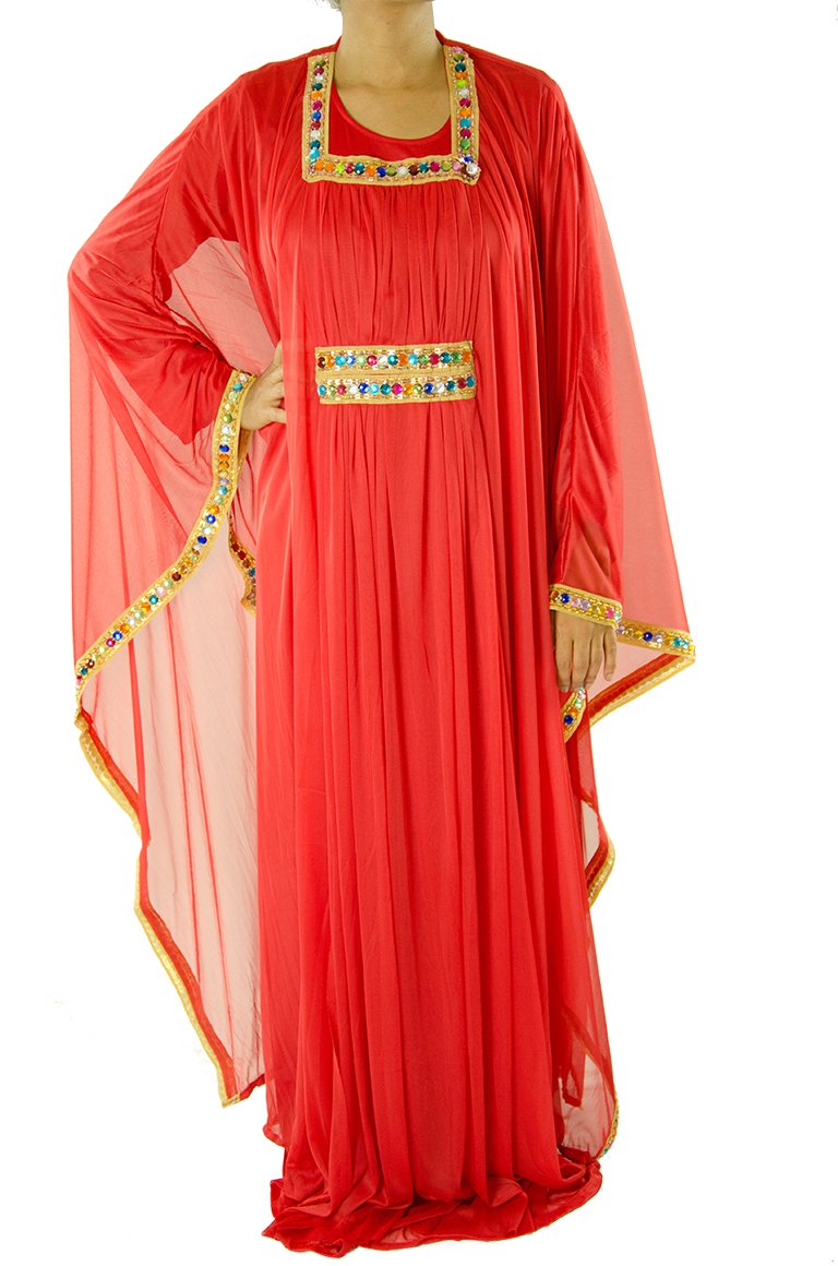 Red 2-Piece Bedazzle Kaftan Dress Kabayare