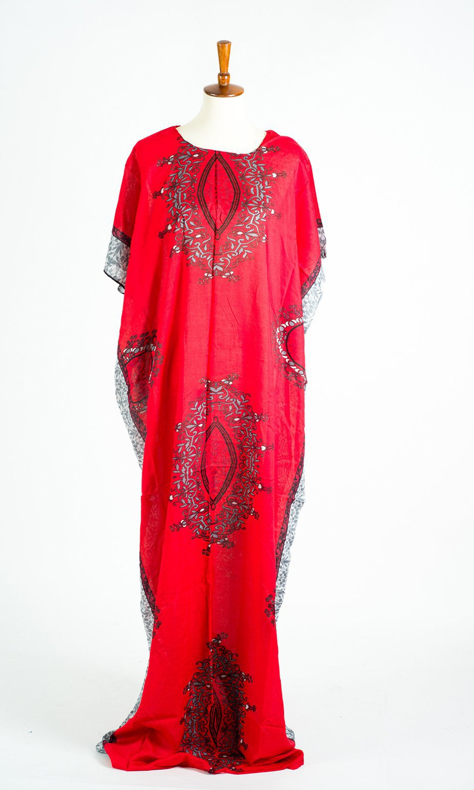 red abstract flowers bati dress Kabayare