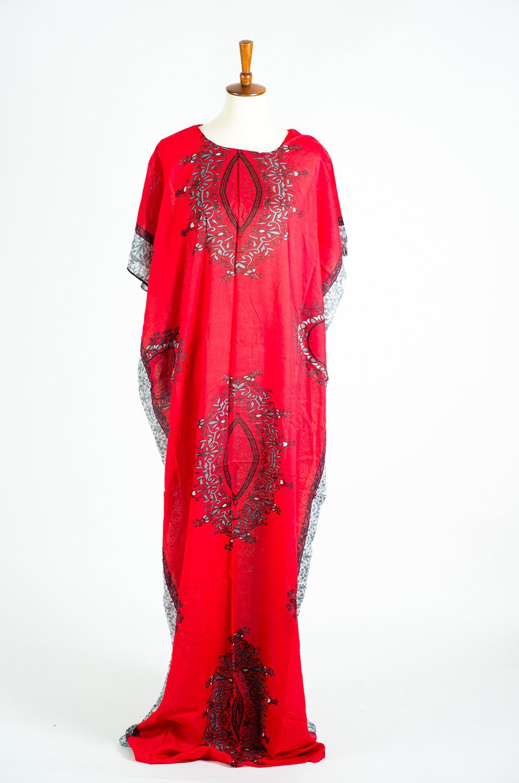 red abstract flowers bati dress Kabayare