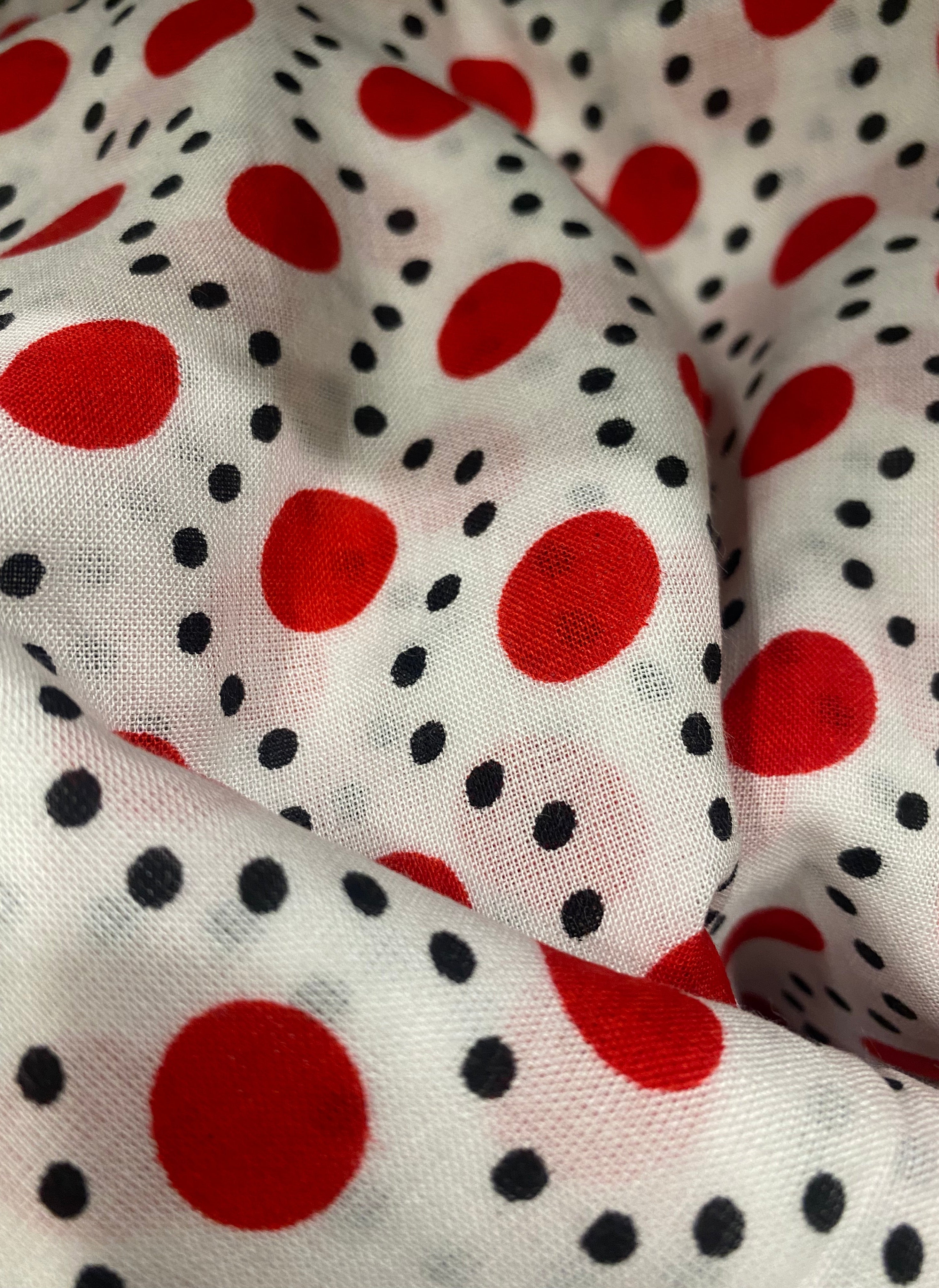 Red and white New Polka bati dress Kabayare