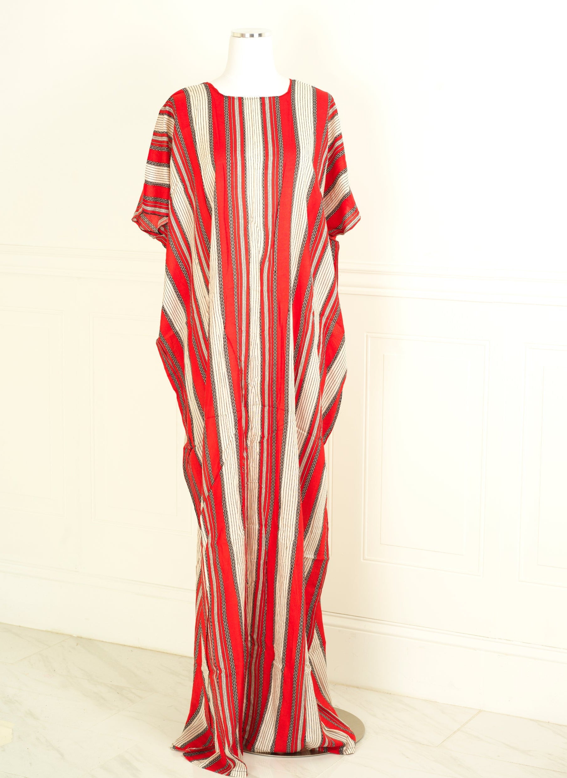 red and white vertical print bati dress KF