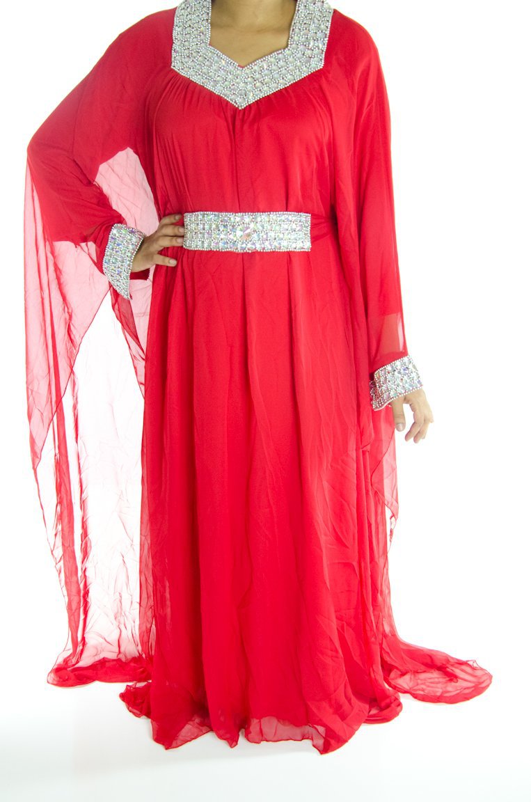 Red Beaded Kaftan Kabayare
