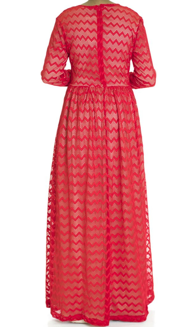 Red Chevron Lace dress Kabayare