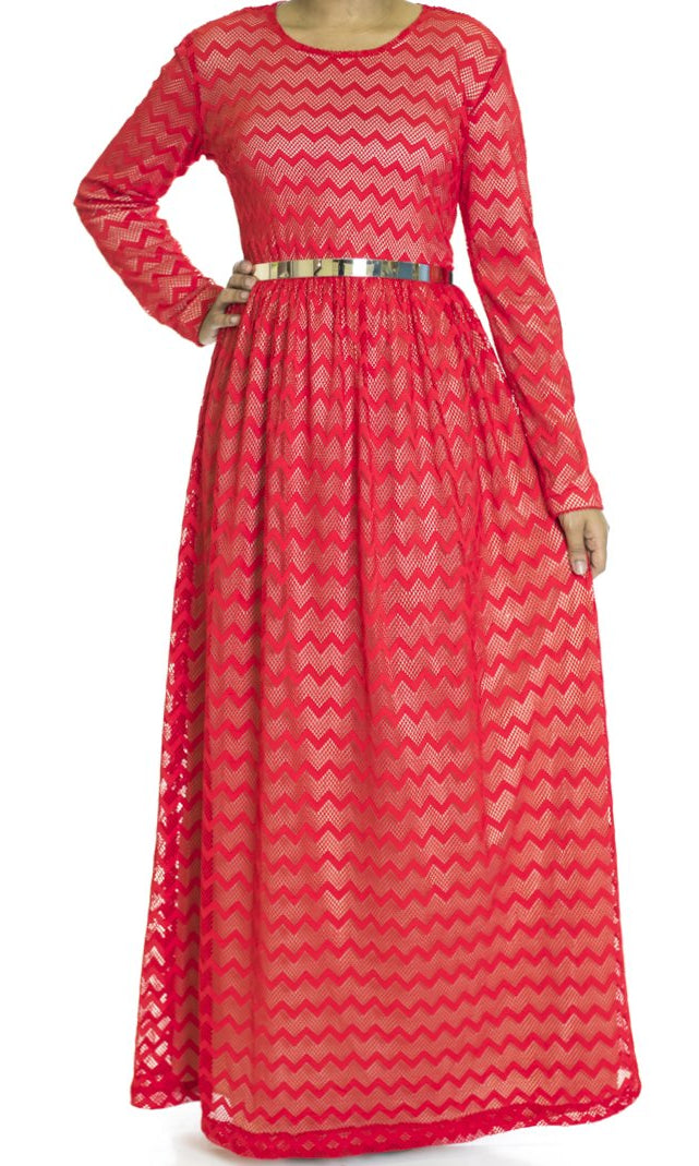 Red Chevron Lace dress Kabayare