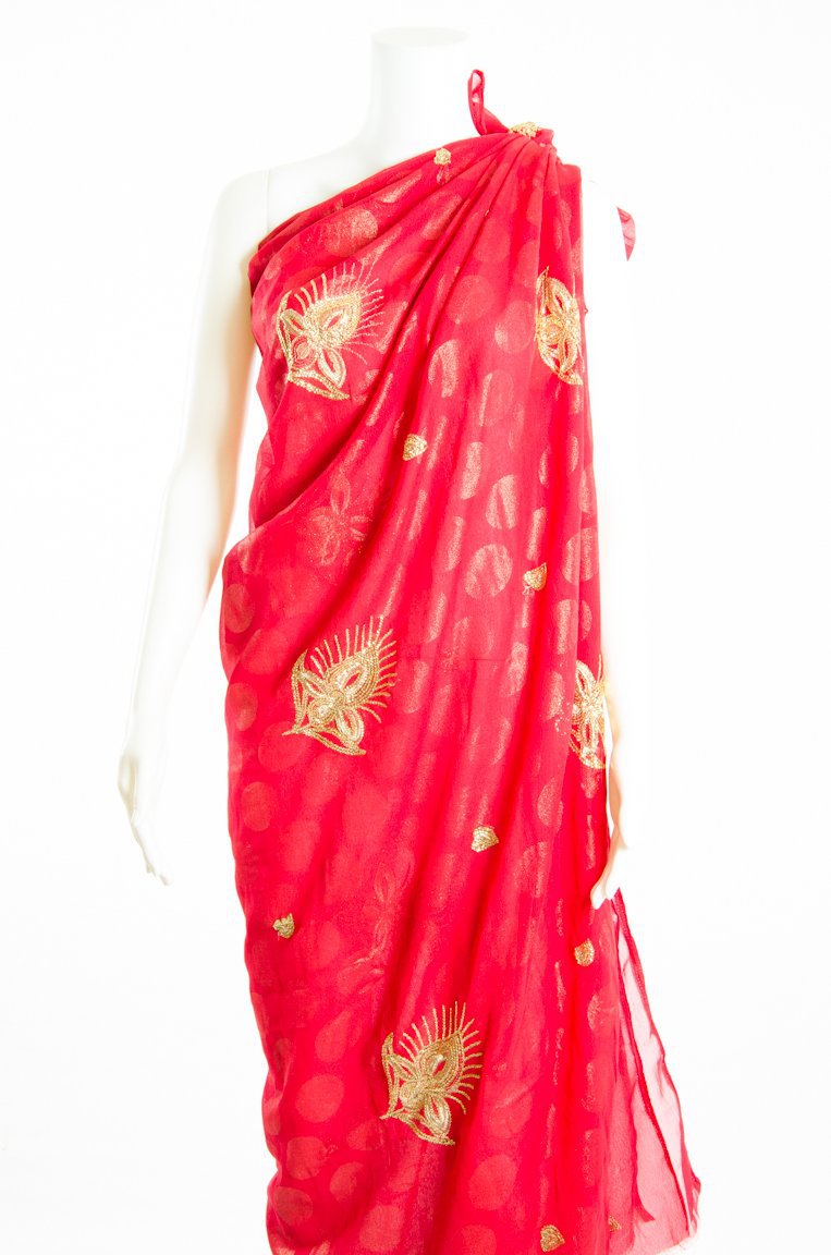 Red Dazzle Saree Dirac Kabayare