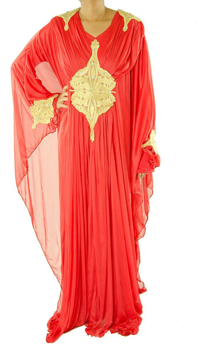 Red embroidered Butterfly Kaftan Kabayare