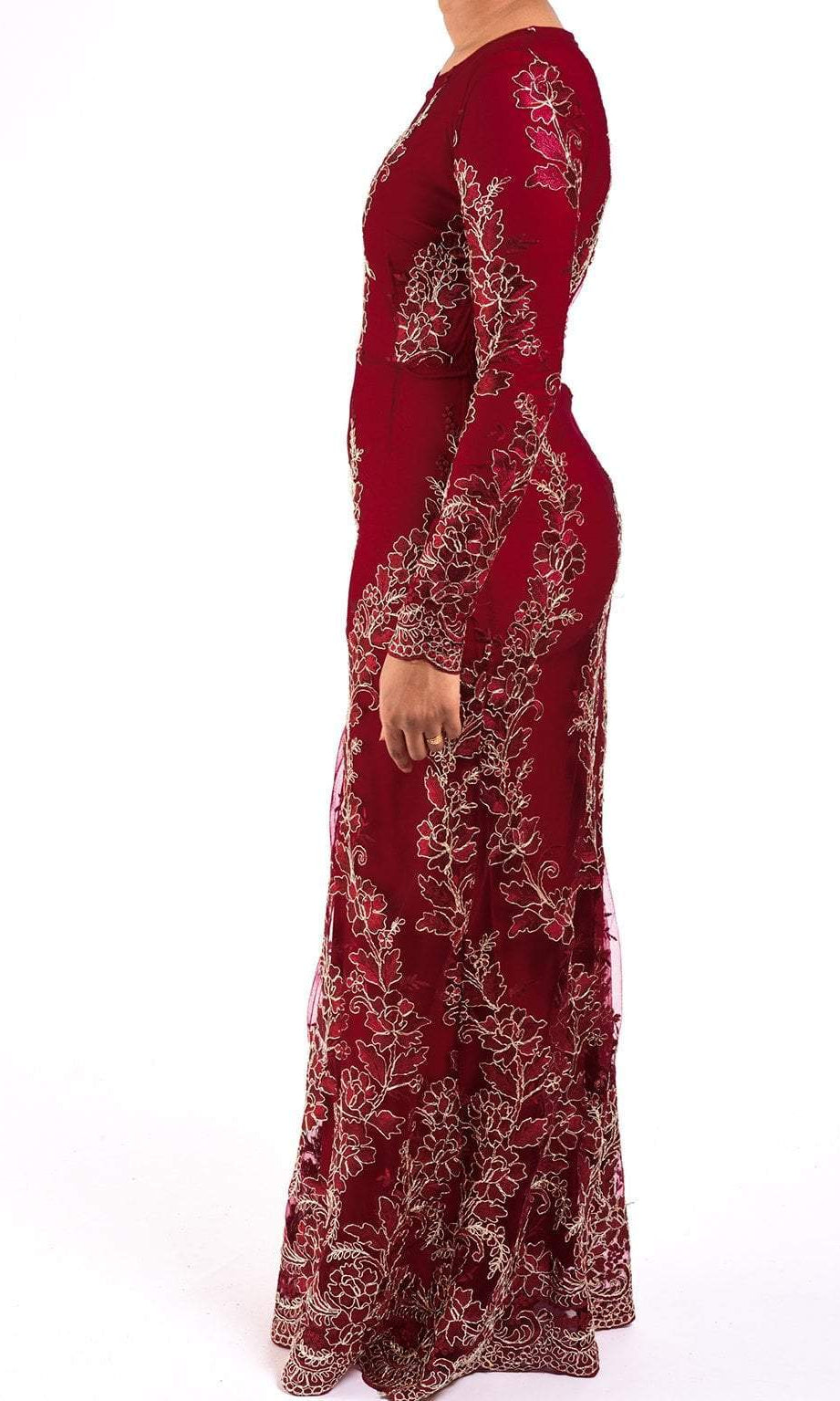 Red Embroidered Princess Gown Kabayare