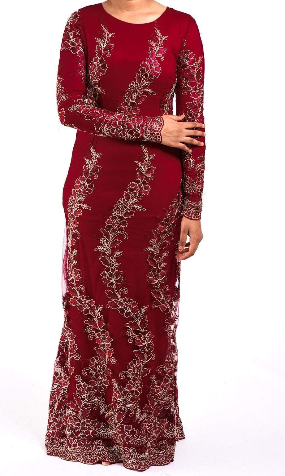 Red Embroidered Princess Gown Kabayare