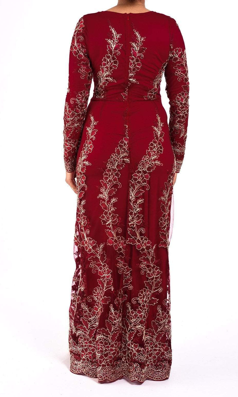 Red Embroidered Princess Gown Kabayare