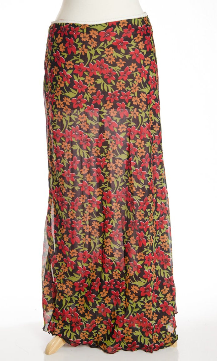 Red flower Buds Skirt Kabayare