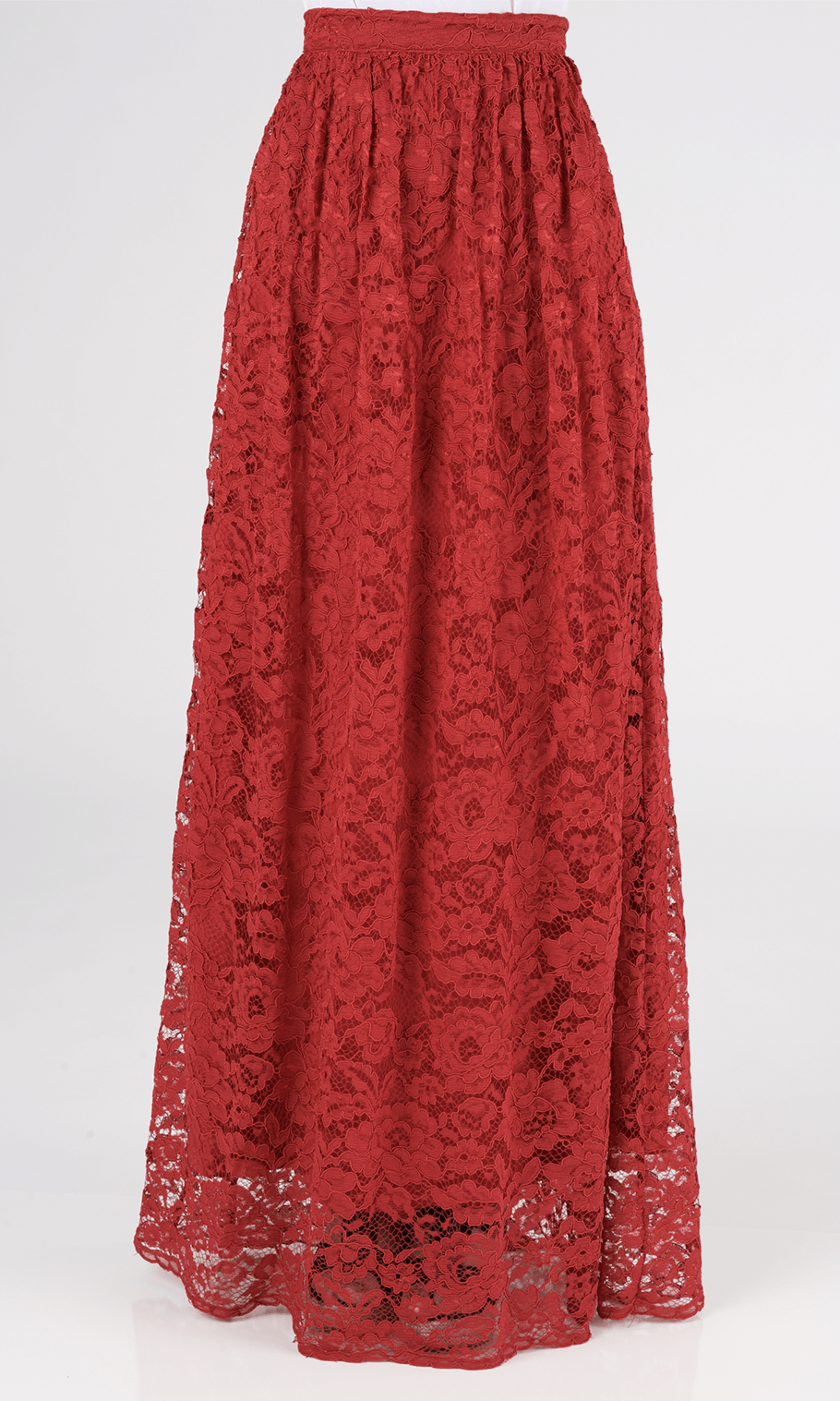 Red Garden Lace Maxi Skirt Kabayare
