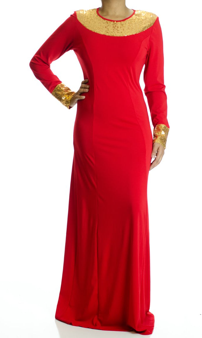 Red Glamour Sequin Dress Kabayare