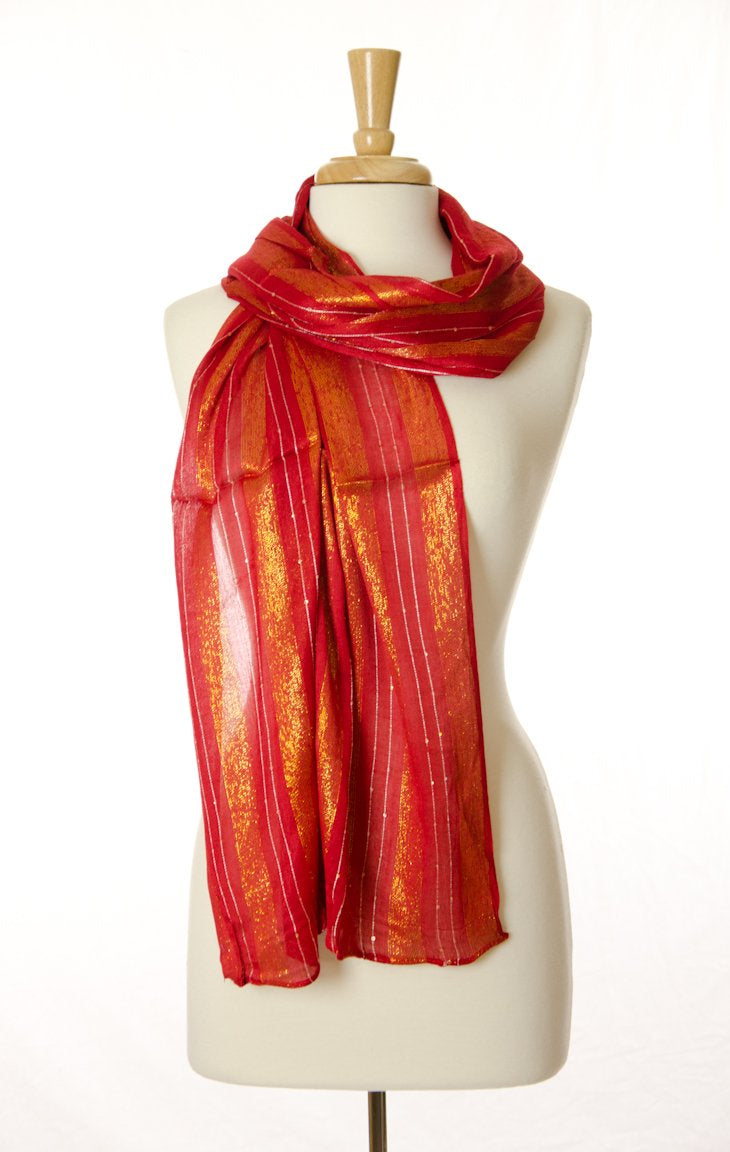 Red Golden Flare Scarf Kabayare