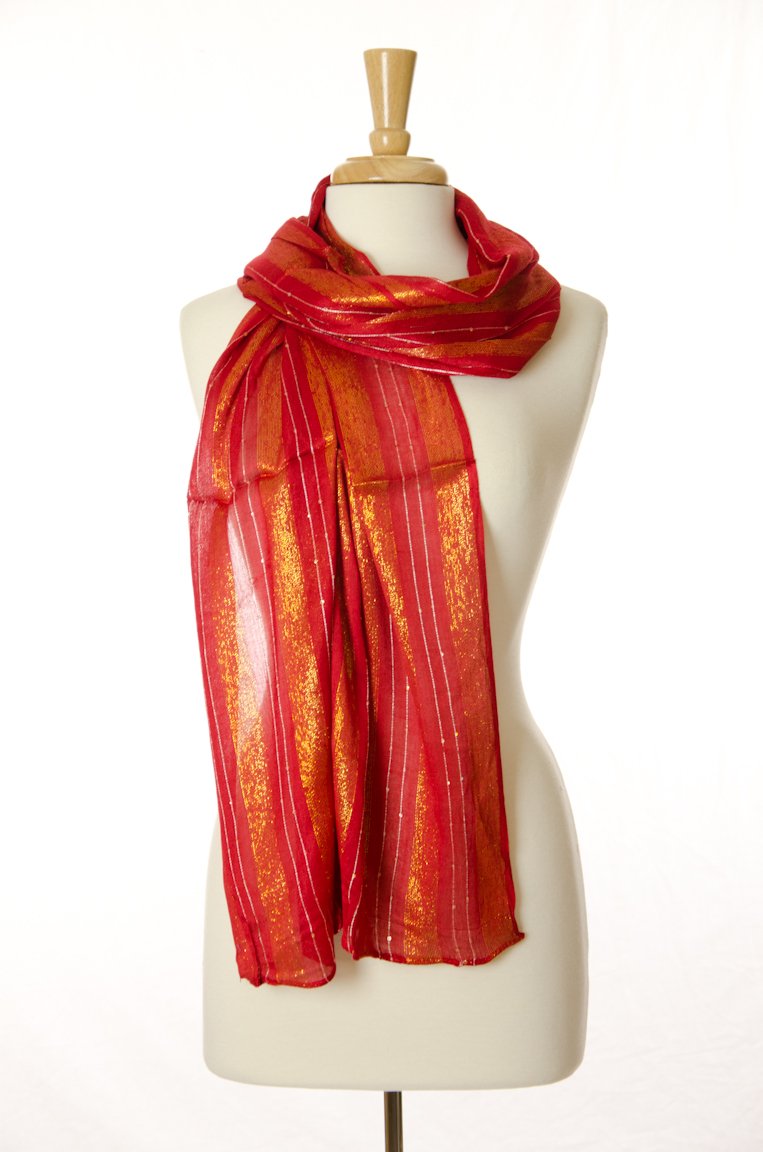 Red Golden Flare Scarf Kabayare