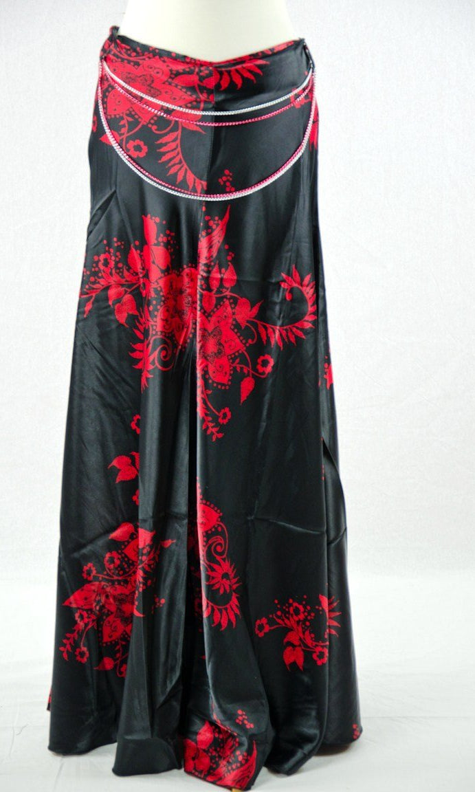 Red Henna floral Silk Skirt Kabayare