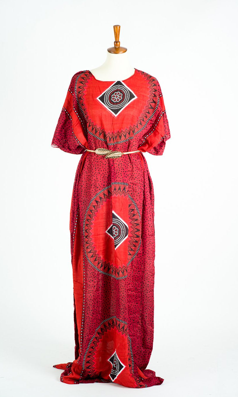Red Island bati dress Kabayare