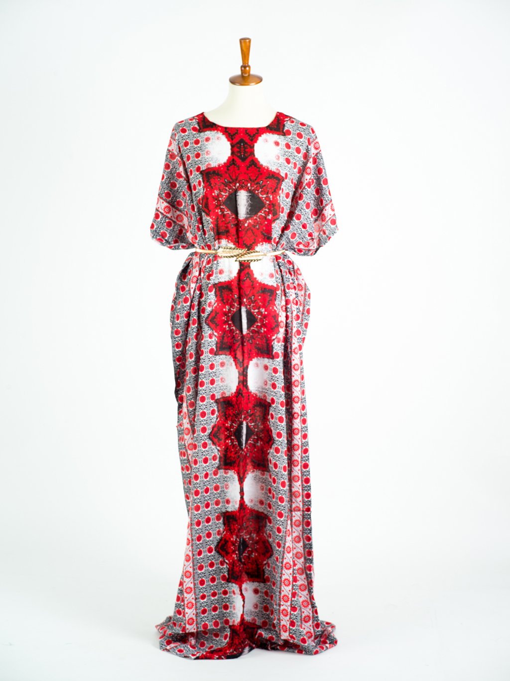 Red Lola Print Bati Dress Kabayare