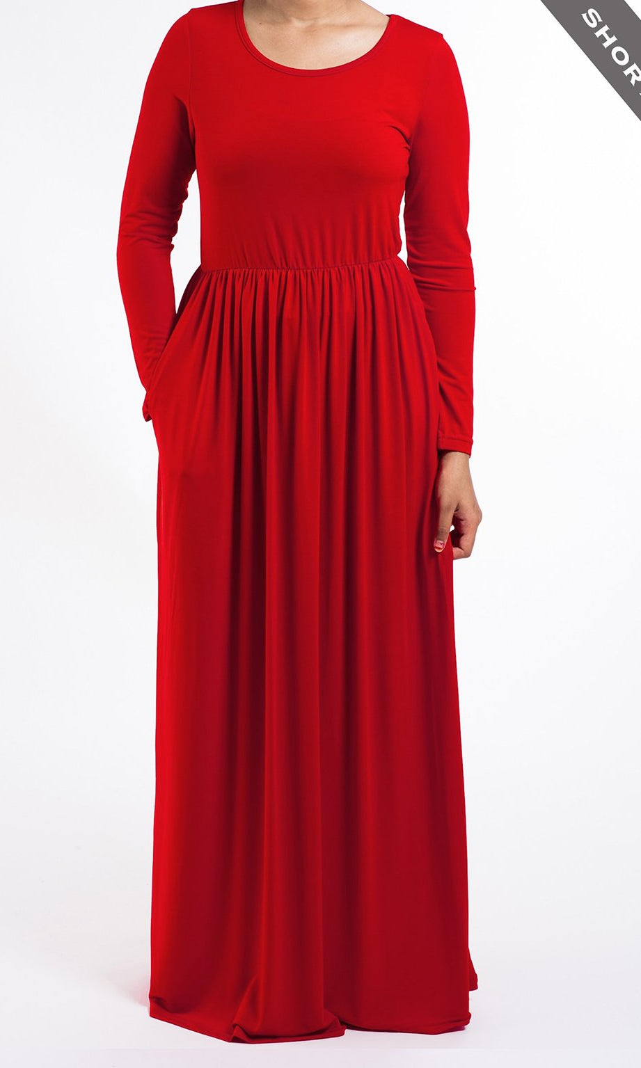 Red Milk Silk Maxi Dress (SHORT) Kabayare