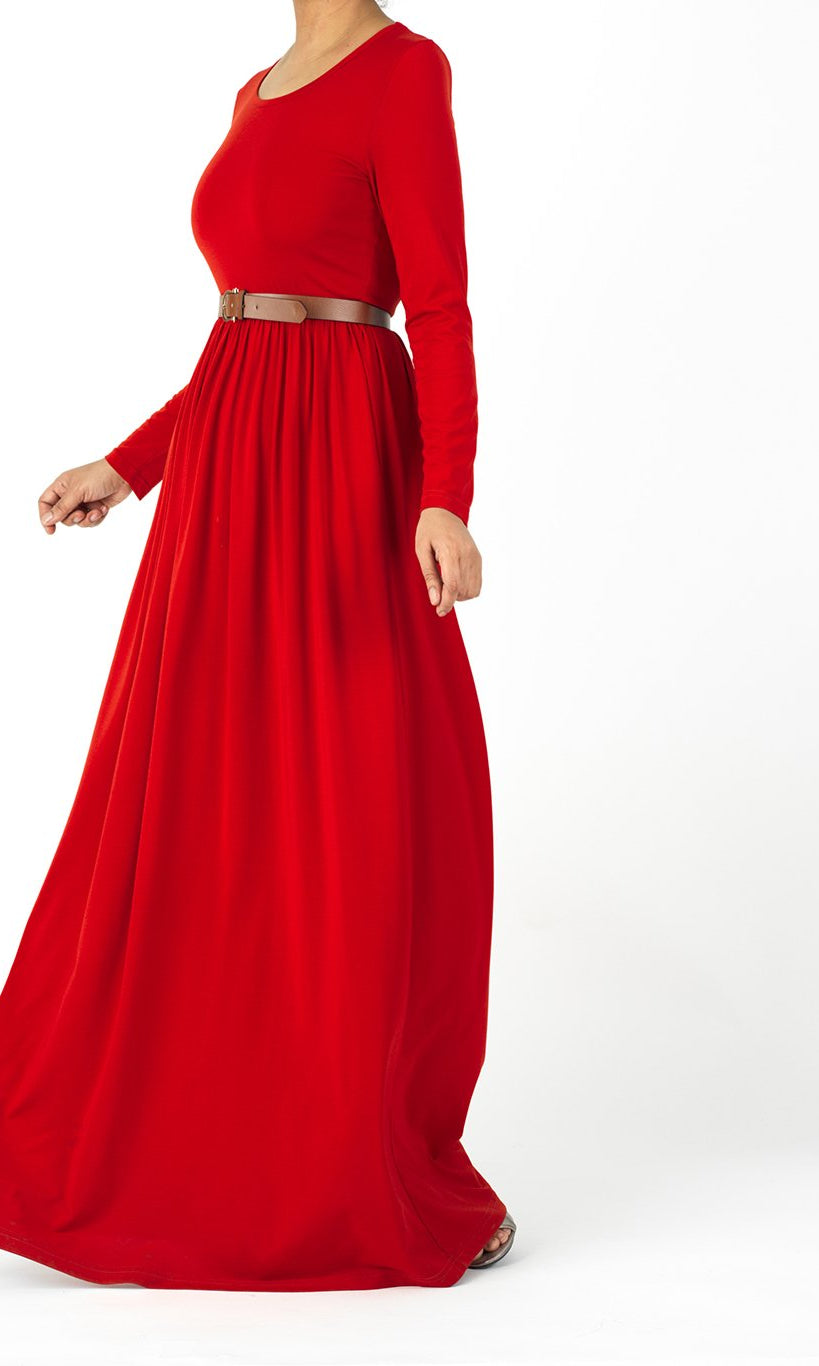 Red Milk Silk Maxi Dress (SOFT) Kabayare