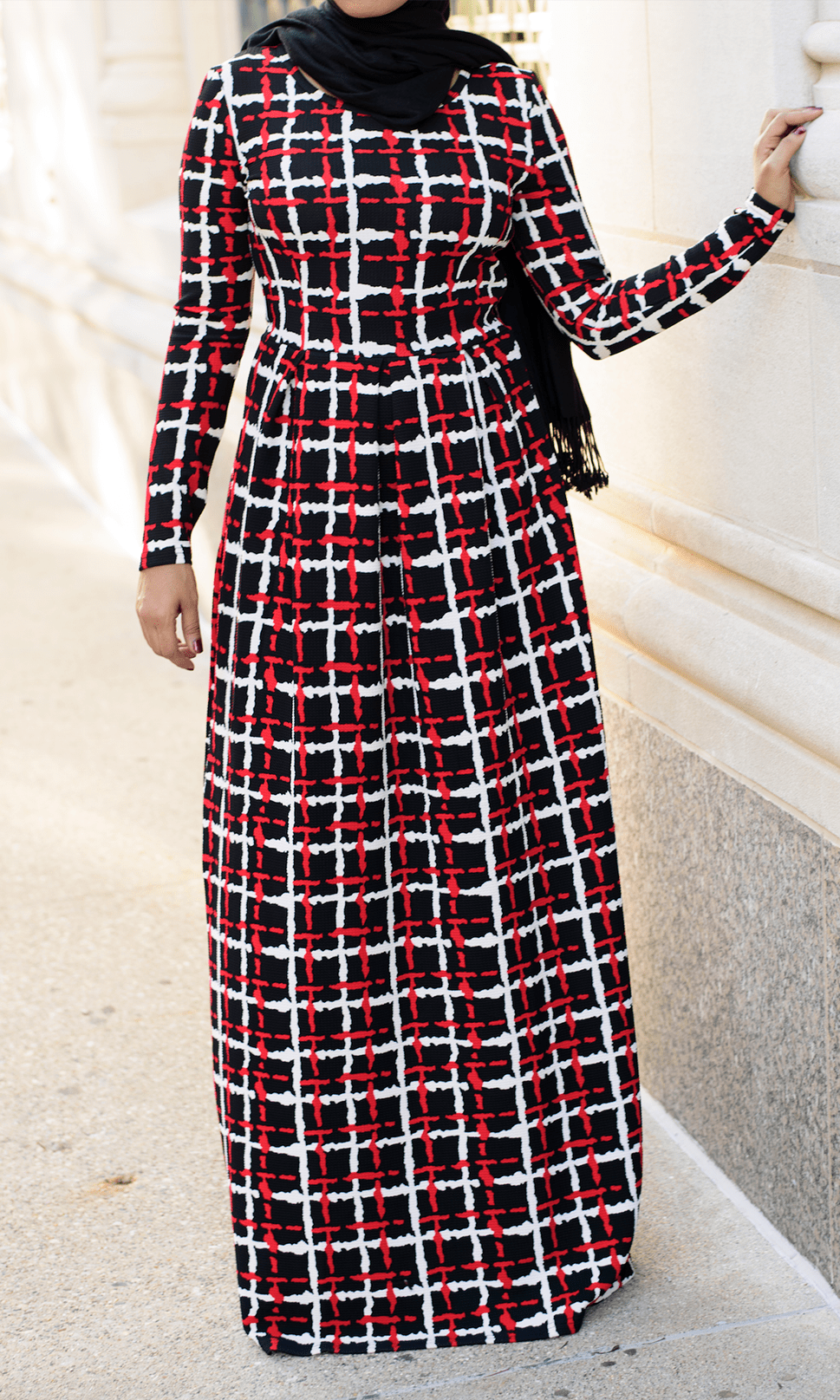 Red modern Art Maxi dress Kabayare